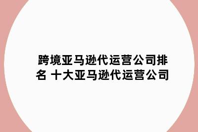 跨境亚马逊代运营公司排名 十大亚马逊代运营公司